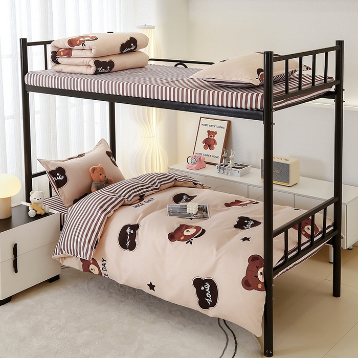 91家纺网 家纺一手货源 找家纺 佑泽 2025新款高克重植物羊绒上下铺三件套 布朗小熊