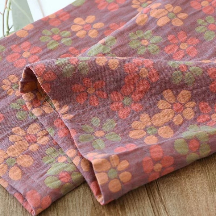 91家纺网 家纺一手货源 找家纺 （总）洛兰沙家居馆【只代发】【只代发】 2024新款民族风碎花春秋季女士睡衣长袖纯棉双层纱布妈妈中老年家居服套装