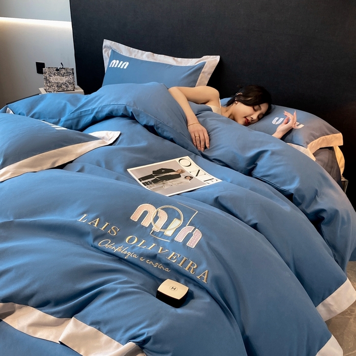 91家纺网 家纺一手货源 找家纺 遇见家居生活馆 2024新款亲肤磨毛刺绣四件套-克洛伊 克洛伊-宾利蓝