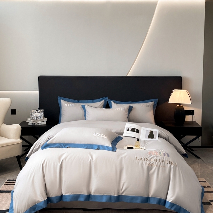 91家纺网 家纺一手货源 找家纺 遇见家居生活馆 2024新款亲肤磨毛刺绣四件套-克洛伊 克洛伊-浅灰