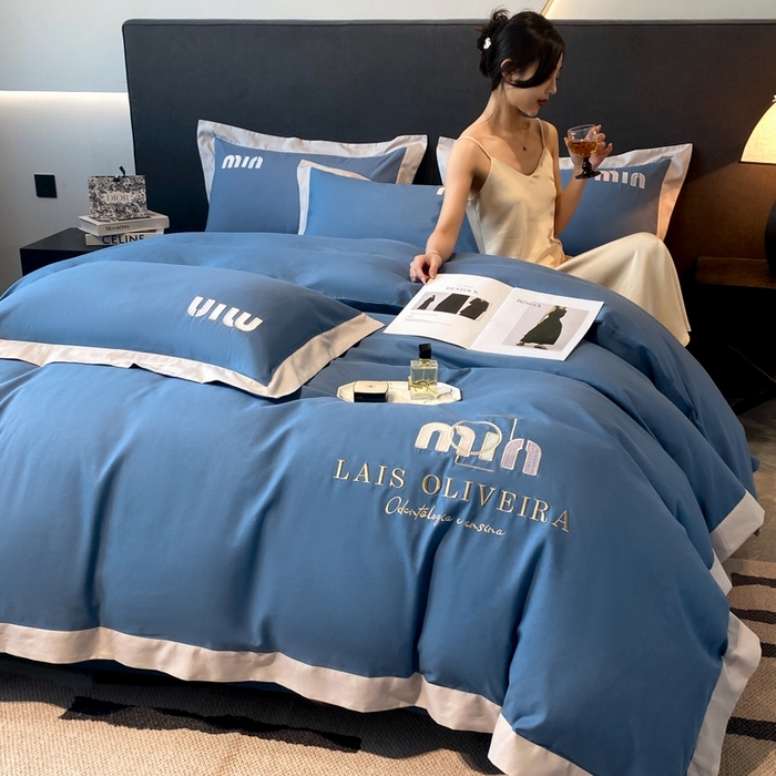 91家纺网 家纺一手货源 找家纺 遇见家居生活馆 2024新款亲肤磨毛刺绣四件套-克洛伊 克洛伊-宾利蓝