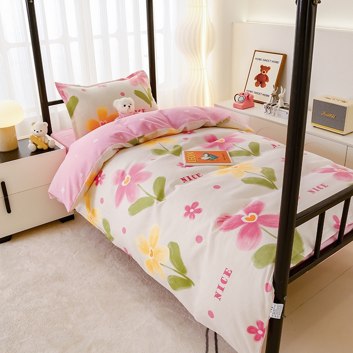 91家纺网 家纺一手货源 找家纺 佑泽 2025新款高克重植物羊绒上下铺三件套 花曼朵朵