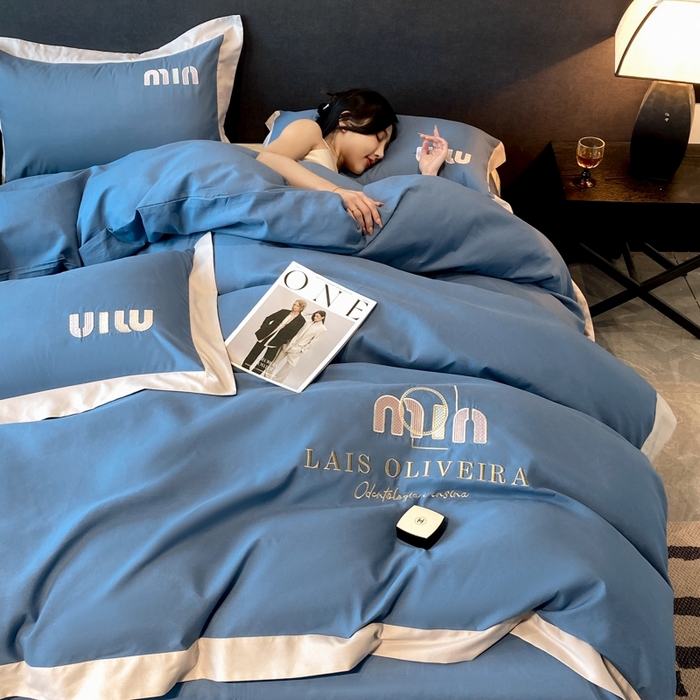 91家纺网 家纺一手货源 找家纺 遇见家居生活馆 2024新款亲肤磨毛刺绣四件套-克洛伊 克洛伊-宾利蓝