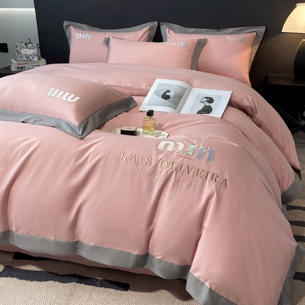 91家纺网 家纺一手货源 找家纺 遇见家居生活馆 2024新款亲肤磨毛刺绣四件套-克洛伊 克洛伊-浅豆沙