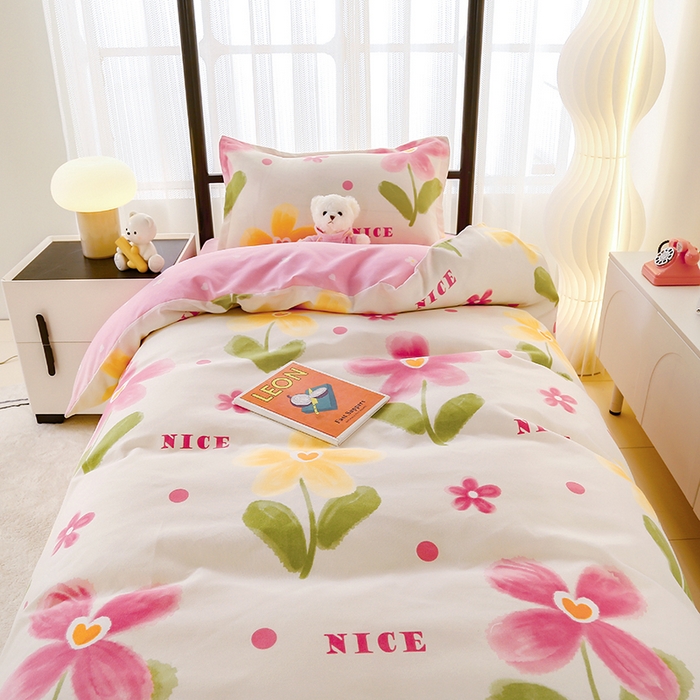 91家纺网 家纺一手货源 找家纺 佑泽 2025新款高克重植物羊绒上下铺三件套 花曼朵朵