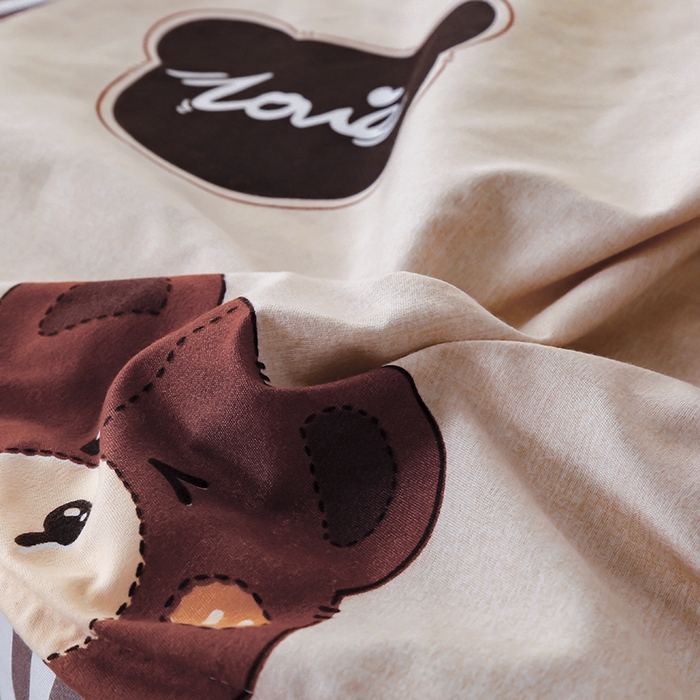 91家纺网 家纺一手货源 找家纺 佑泽 2025新款高克重植物羊绒上下铺三件套 布朗小熊