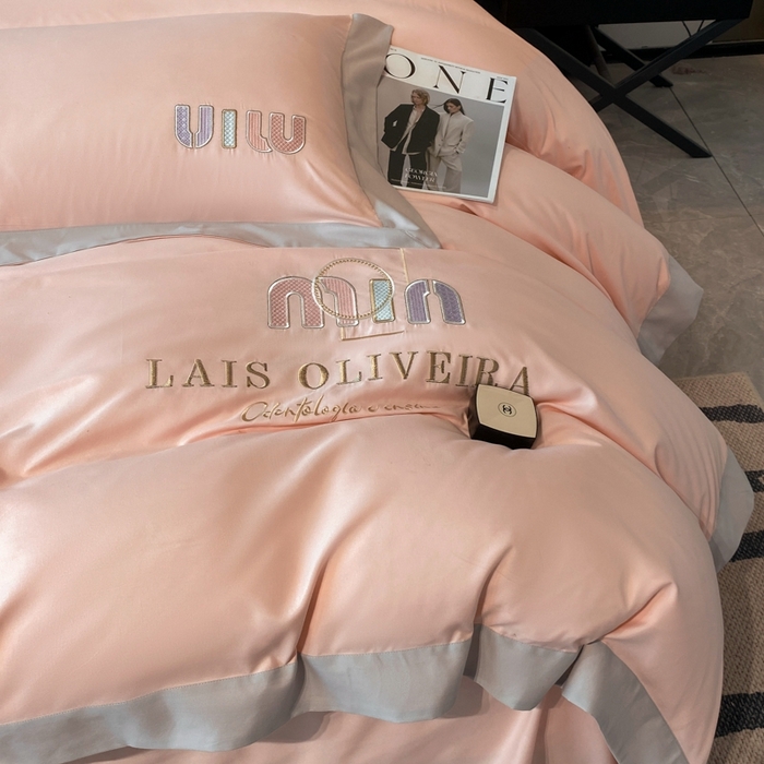 91家纺网 家纺一手货源 找家纺 遇见家居生活馆 2024新款亲肤磨毛刺绣四件套-克洛伊 克洛伊-嫩粉