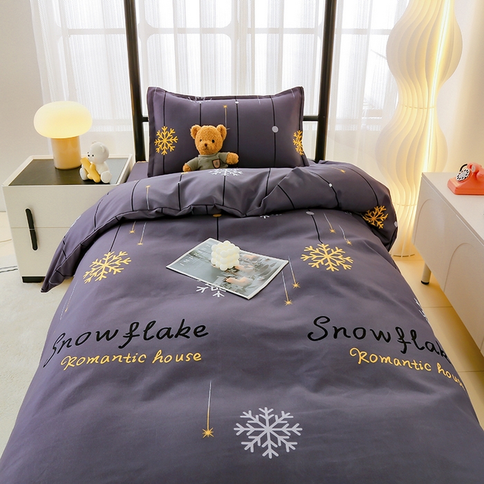 91家纺网 家纺一手货源 找家纺 佑泽 2025新款高克重植物羊绒上下铺三件套 墨冬