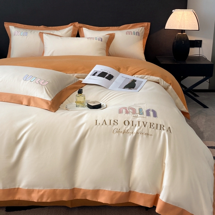 91家纺网 家纺一手货源 找家纺 遇见家居生活馆 2024新款亲肤磨毛刺绣四件套-克洛伊 克洛伊-奶昔白