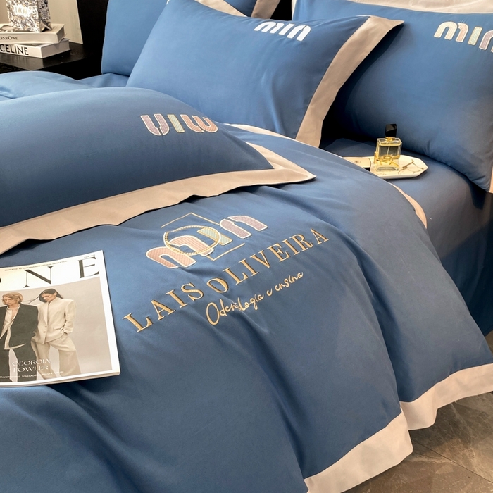 91家纺网 家纺一手货源 找家纺 遇见家居生活馆 2024新款亲肤磨毛刺绣四件套-克洛伊 克洛伊-宾利蓝