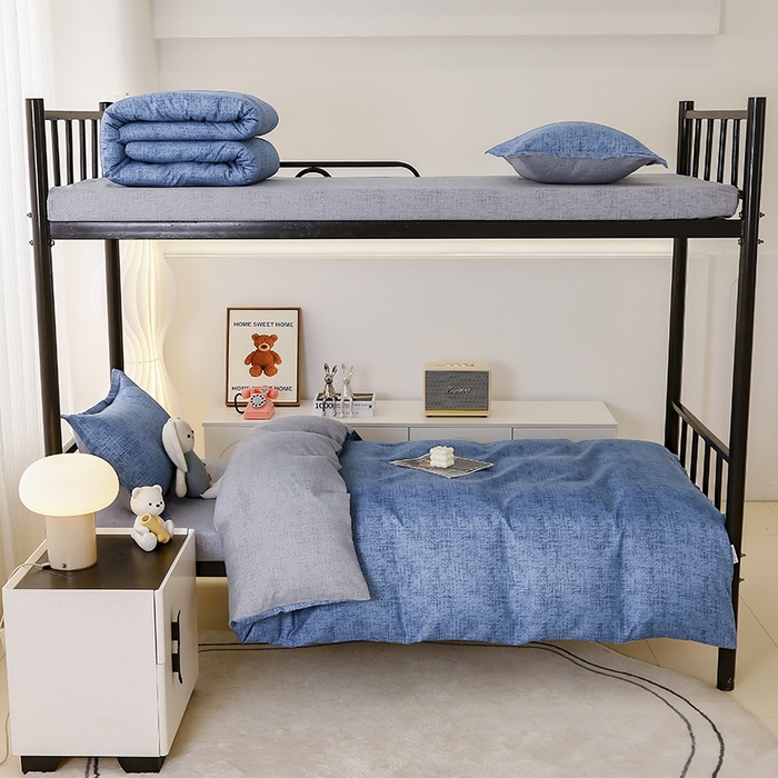 91家纺网 家纺一手货源 找家纺 佑泽 2025新款高克重植物羊绒上下铺三件套 简约-蓝