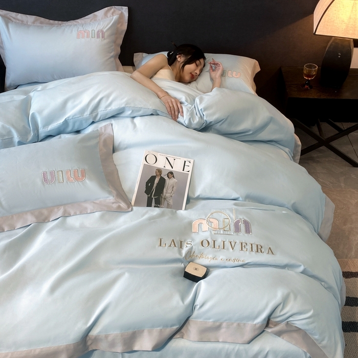 91家纺网 家纺一手货源 找家纺 遇见家居生活馆 2024新款亲肤磨毛刺绣四件套-克洛伊 克洛伊-飘蓝