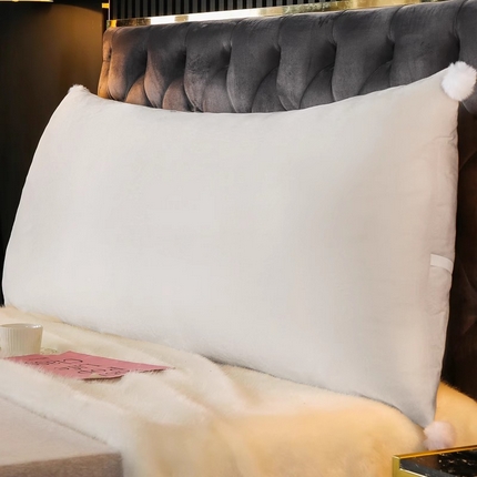 91家纺网 家纺一手货源 找家纺 （总）碧尔家居 2025新款水晶绒毛球床头靠垫软包护腰大靠背防撞床上靠枕