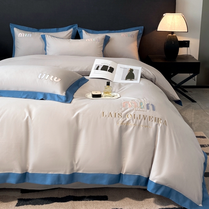 91家纺网 家纺一手货源 找家纺 遇见家居生活馆 2024新款亲肤磨毛刺绣四件套-克洛伊 克洛伊-浅灰