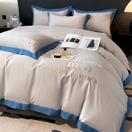 91家纺网 家纺一手货源 找家纺 遇见家居生活馆 2024新款亲肤磨毛刺绣四件套-克洛伊 克洛伊-浅灰