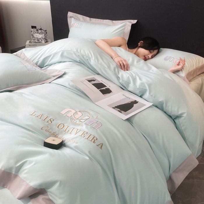 91家纺网 家纺一手货源 找家纺 遇见家居生活馆 2024新款亲肤磨毛刺绣四件套-克洛伊 克洛伊-繁星蓝