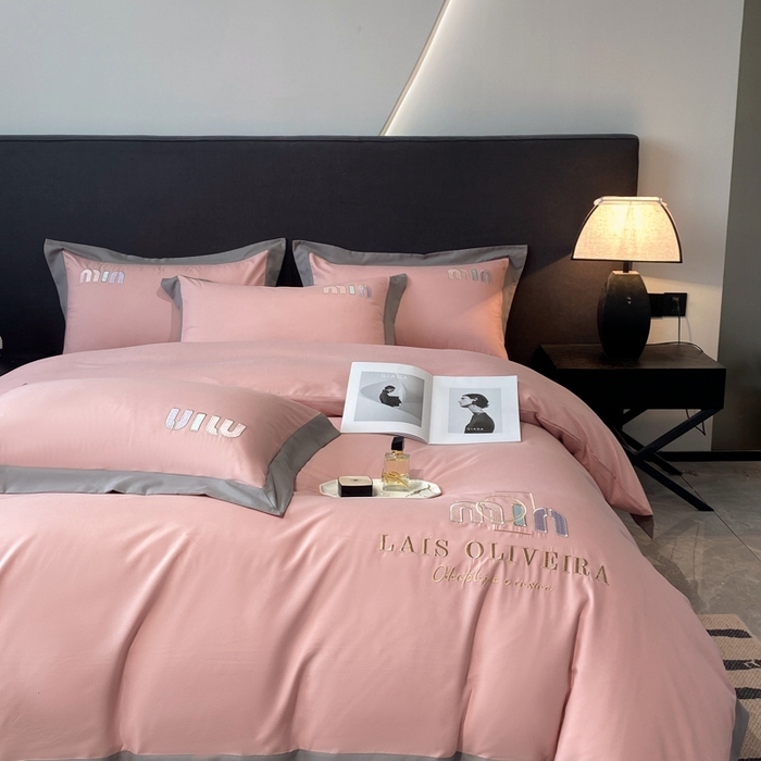 91家纺网 家纺一手货源 找家纺 遇见家居生活馆 2024新款亲肤磨毛刺绣四件套-克洛伊 克洛伊-浅豆沙