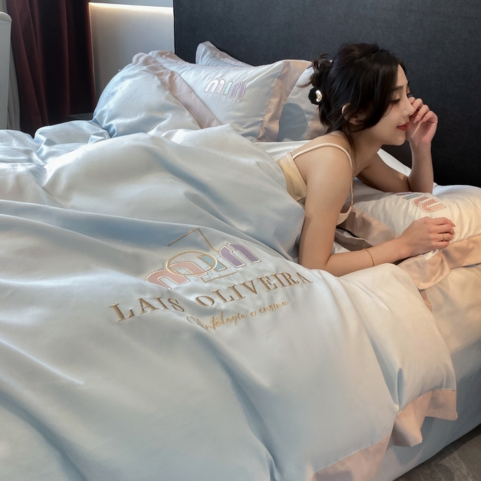 91家纺网 家纺一手货源 找家纺 遇见家居生活馆 2024新款亲肤磨毛刺绣四件套-克洛伊 克洛伊-飘蓝