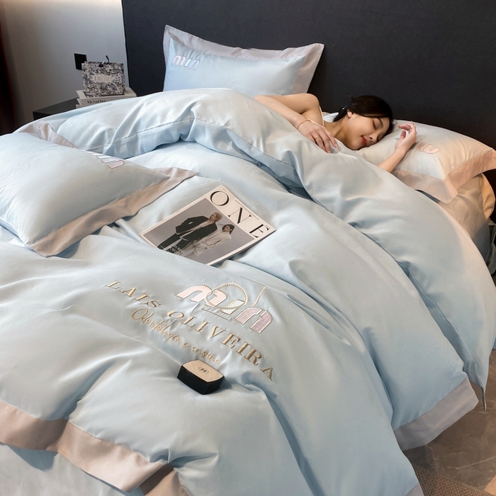 91家纺网 家纺一手货源 找家纺 遇见家居生活馆 2024新款亲肤磨毛刺绣四件套-克洛伊 克洛伊-飘蓝