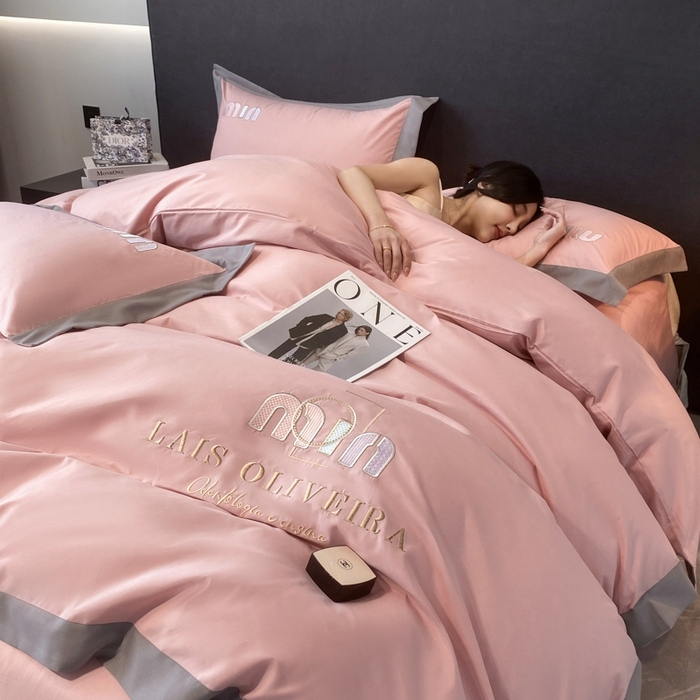 91家纺网 家纺一手货源 找家纺 遇见家居生活馆 2024新款亲肤磨毛刺绣四件套-克洛伊 克洛伊-浅豆沙