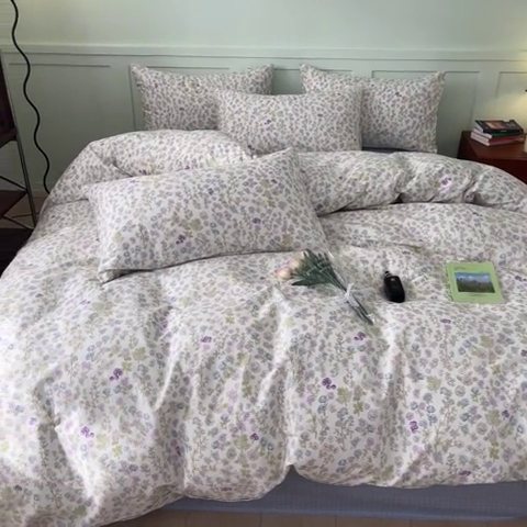 91家纺网 家纺一手货源 找家纺 呗旺鹿 2024田园小碎花ins风小红书全棉印花小清新四件套 宁夏