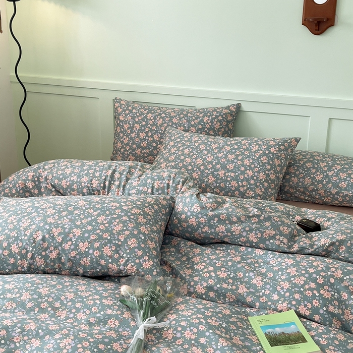 91家纺网 家纺一手货源 找家纺 呗旺鹿 2024新款田园小碎花ins风小红书全棉印花小清新四件套 寻觅