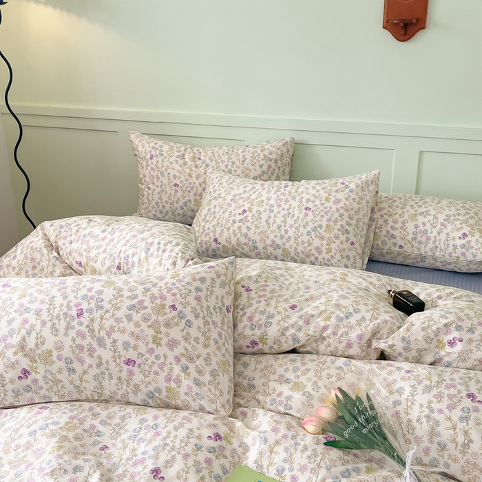 91家纺网 家纺一手货源 找家纺 呗旺鹿 2024田园小碎花ins风小红书全棉印花小清新四件套 宁夏