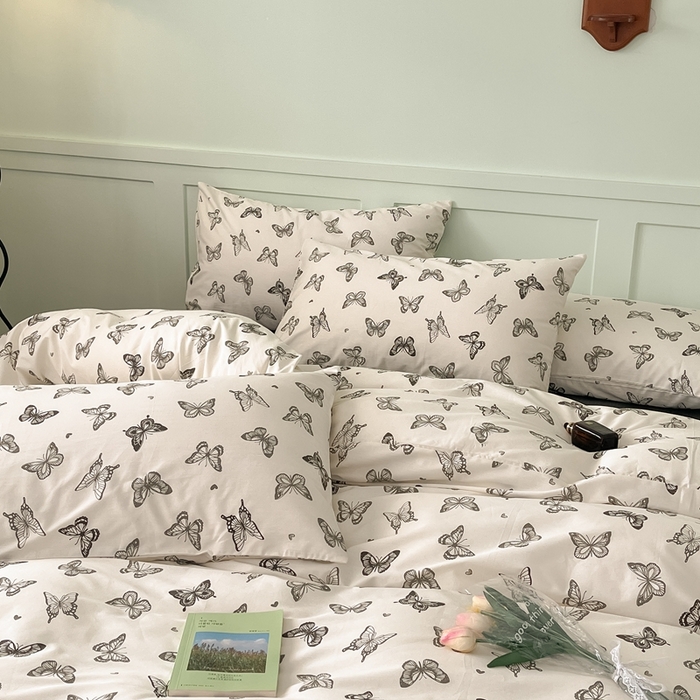 91家纺网 家纺一手货源 找家纺 呗旺鹿 2024田园小碎花ins风小红书全棉印花小清新四件套 蝴蝶谷