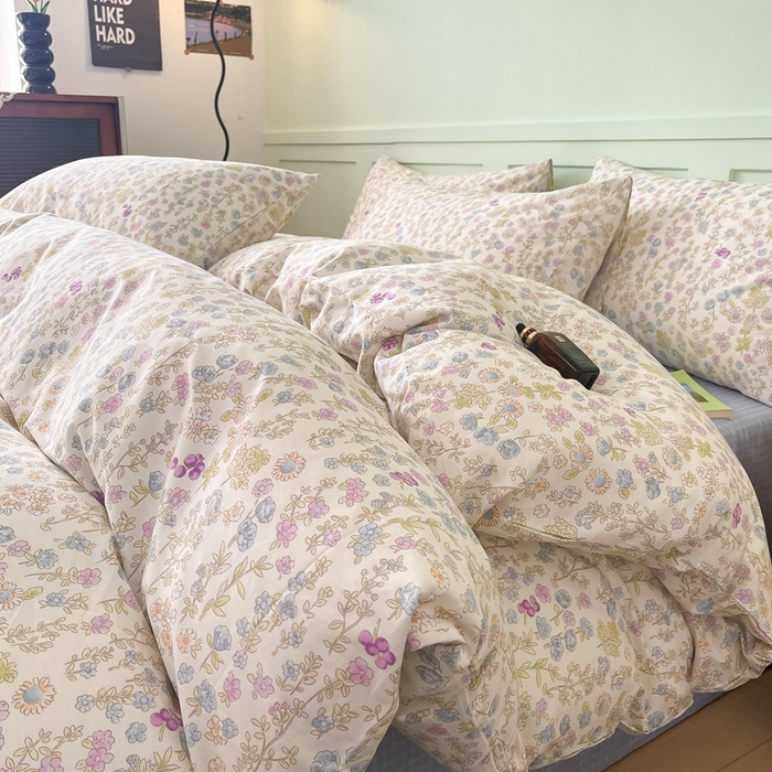 91家纺网 家纺一手货源 找家纺 呗旺鹿 2024田园小碎花ins风小红书全棉印花小清新四件套 宁夏