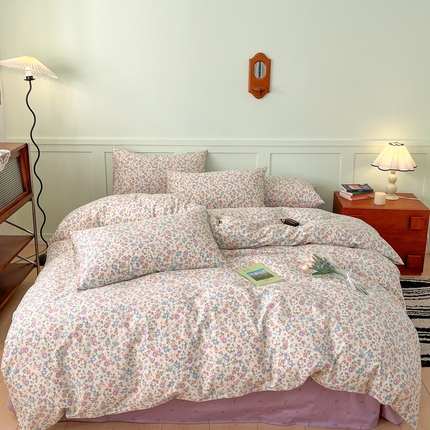 91家纺网 家纺一手货源 找家纺 呗旺鹿 2024田园小碎花ins风小红书全棉印花小清新四件套 露华浓