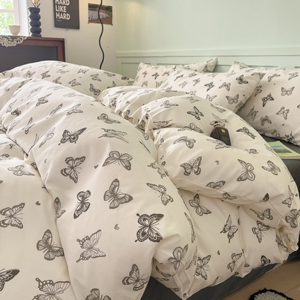 呗旺鹿 2024田园小碎花ins风小红书全棉印花小清新四件套 蝴蝶谷