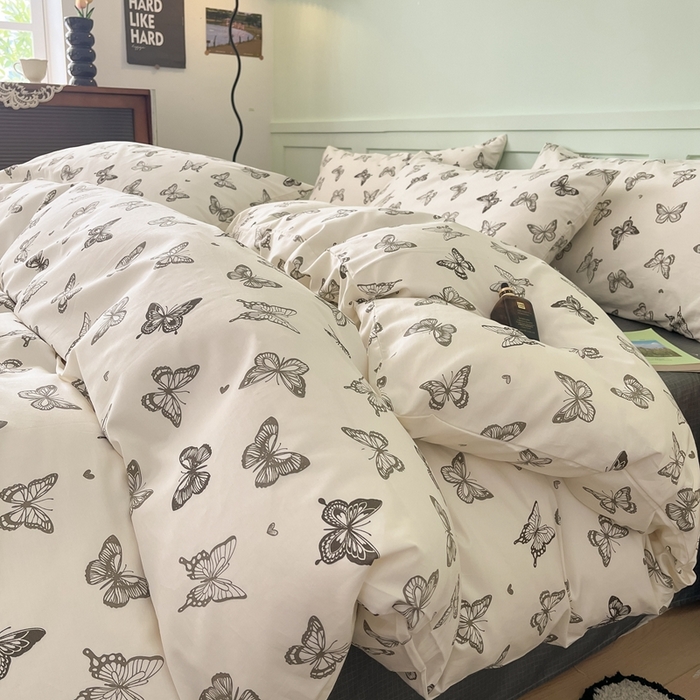 91家纺网 家纺一手货源 找家纺 呗旺鹿 2024田园小碎花ins风小红书全棉印花小清新四件套 蝴蝶谷