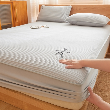 居眠 2024新款无染原棉大豆夹棉床笠 无染-白云石