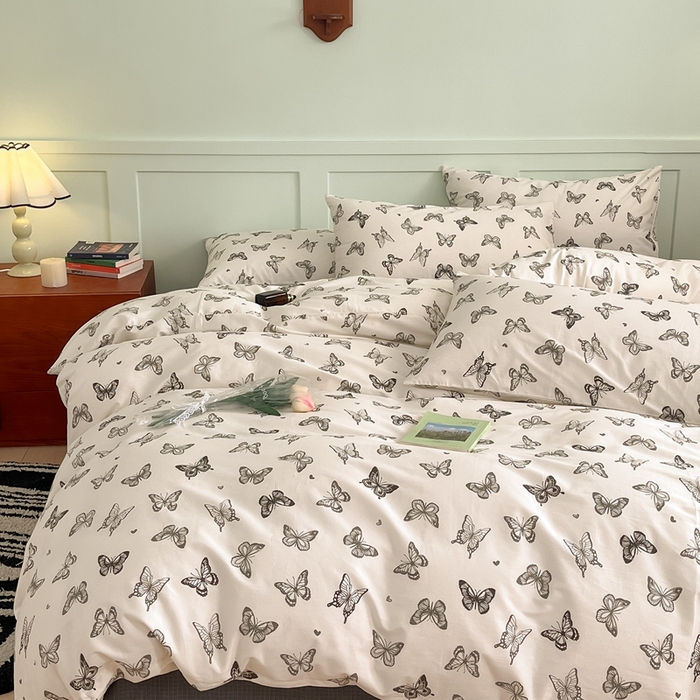 91家纺网 家纺一手货源 找家纺 呗旺鹿 2024田园小碎花ins风小红书全棉印花小清新四件套 蝴蝶谷