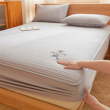 居眠 2024新款无染原棉大豆夹棉床笠 无染-深灰