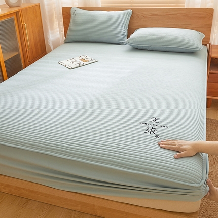 居眠 2024新款无染原棉大豆夹棉床笠 无染-浅绿