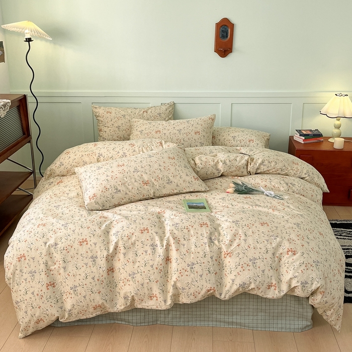 91家纺网 家纺一手货源 找家纺 呗旺鹿 2024田园小碎花ins风小红书全棉印花小清新四件套芳草菲菲