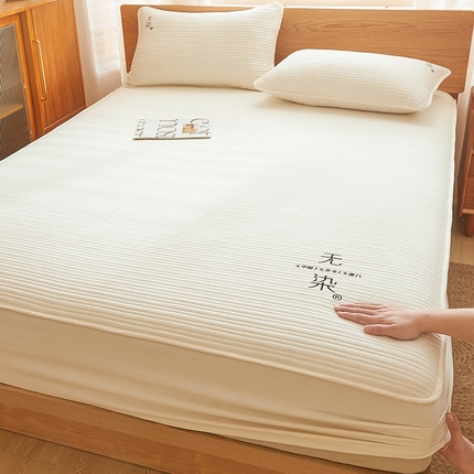 居眠 2024新款无染原棉大豆夹棉床笠 无染-奶白