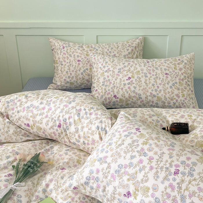 91家纺网 家纺一手货源 找家纺 呗旺鹿 2024田园小碎花ins风小红书全棉印花小清新四件套 宁夏