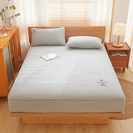 91家纺网 家纺一手货源 找家纺 居眠 2024新款无染原棉大豆夹棉床笠 无染-白云石