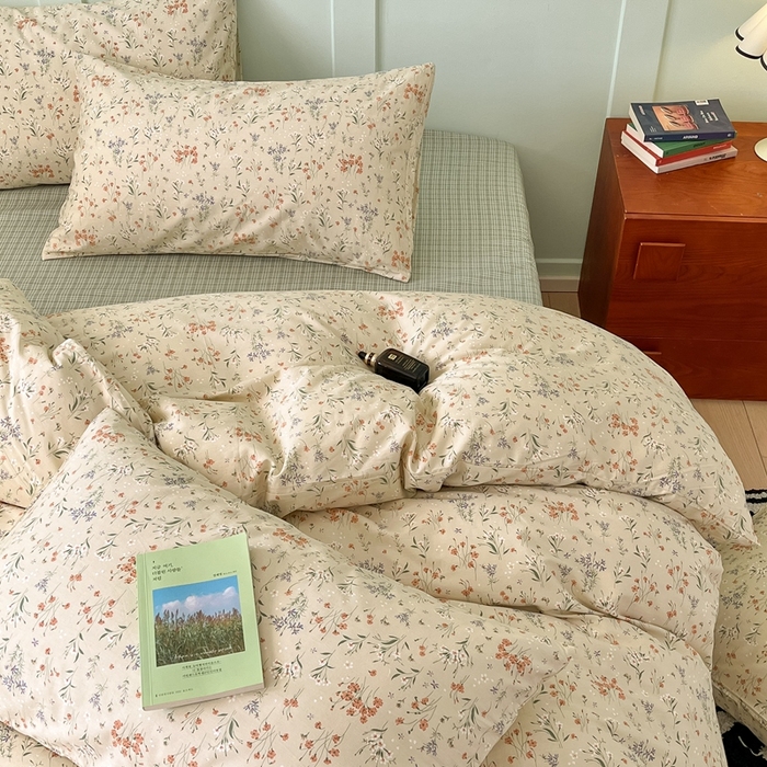 91家纺网 家纺一手货源 找家纺 呗旺鹿 2024田园小碎花ins风小红书全棉印花小清新四件套芳草菲菲