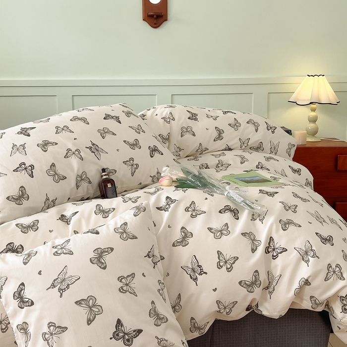 91家纺网 家纺一手货源 找家纺 呗旺鹿 2024田园小碎花ins风小红书全棉印花小清新四件套 蝴蝶谷