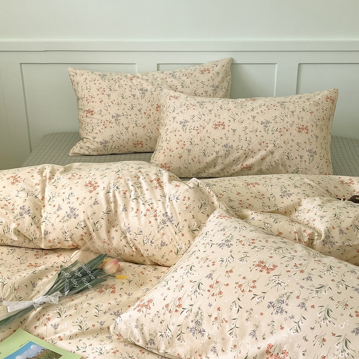 91家纺网 家纺一手货源 找家纺 呗旺鹿 2024田园小碎花ins风小红书全棉印花小清新四件套芳草菲菲