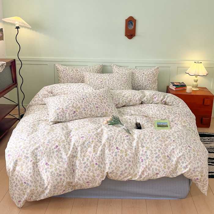 91家纺网 家纺一手货源 找家纺 呗旺鹿 2024田园小碎花ins风小红书全棉印花小清新四件套 宁夏