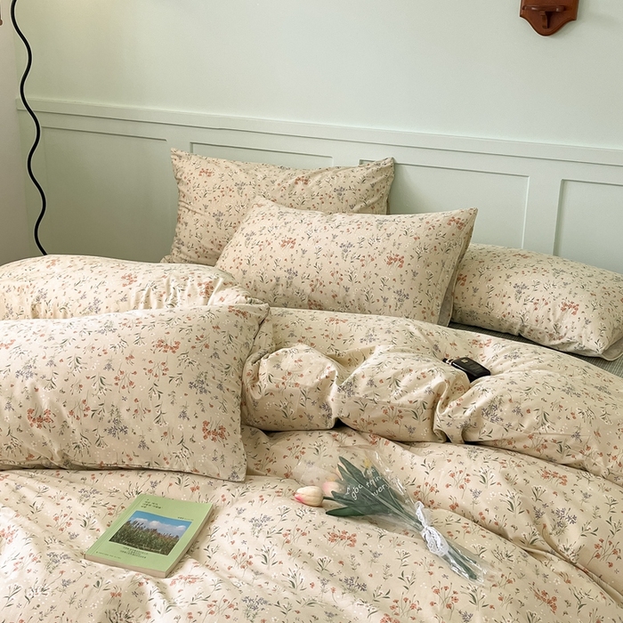 91家纺网 家纺一手货源 找家纺 呗旺鹿 2024田园小碎花ins风小红书全棉印花小清新四件套芳草菲菲