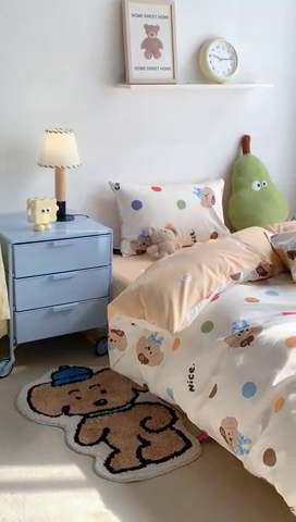 91家纺网 家纺一手货源 找家纺 昔可家纺 2023新款12月卡通全棉四件套 趴趴熊仔