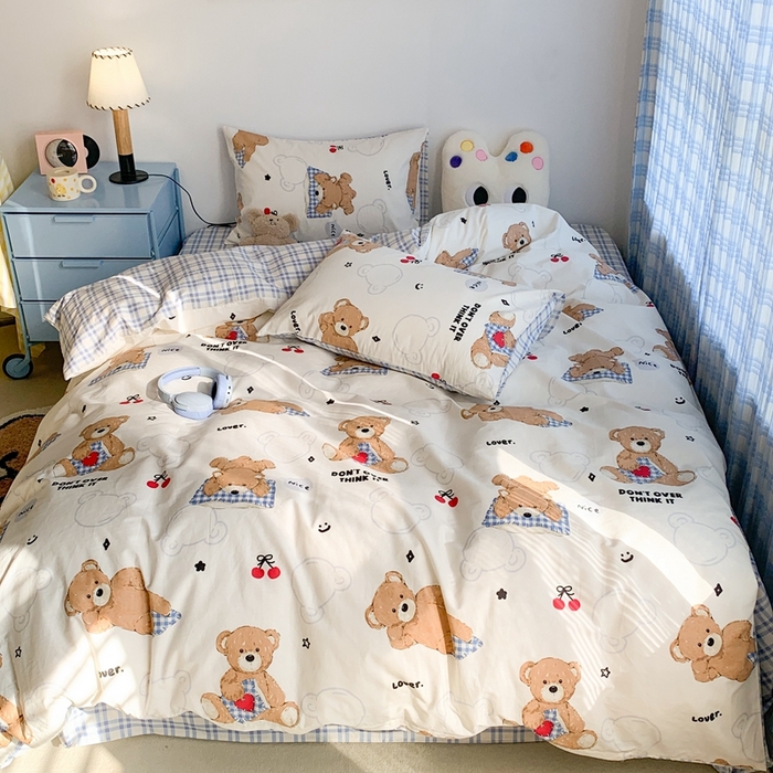 91家纺网 家纺一手货源 找家纺 昔可家纺 2023新款12月卡通全棉四件套 趴趴熊仔