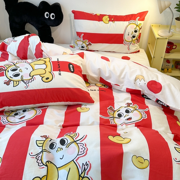 91家纺网 家纺一手货源 找家纺 （总）昔可家纺 2024新款全棉印花四件套-元宝龙