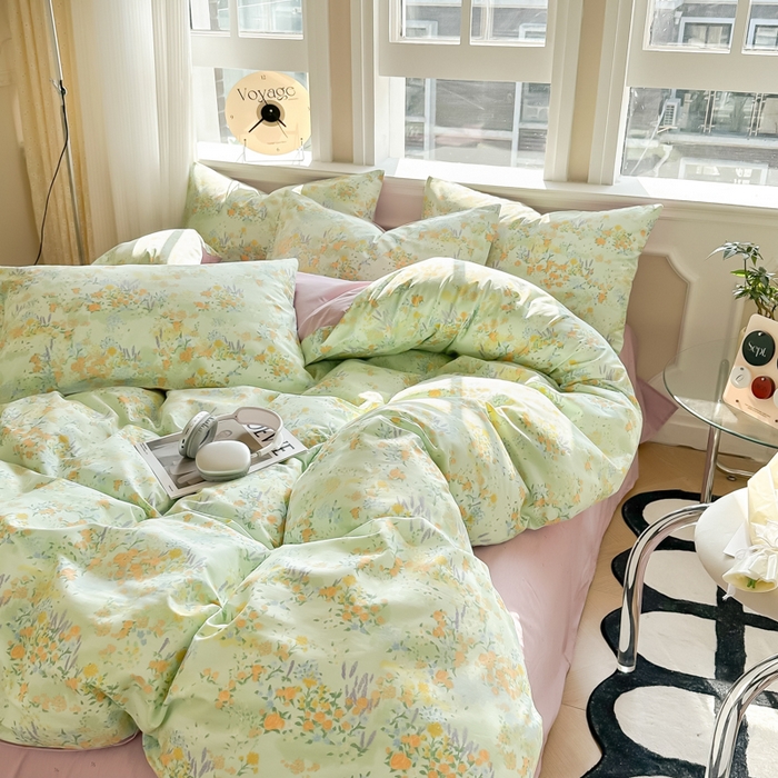 91家纺网 家纺一手货源 找家纺 简宜家居 2025新款40支13070全棉斜纹繁花系列四件套 浪漫之约