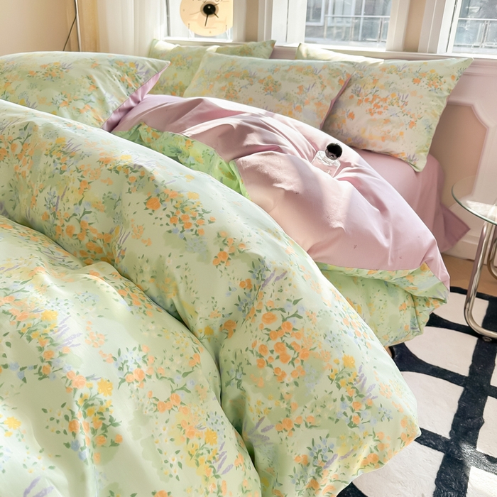 91家纺网 家纺一手货源 找家纺 简宜家居 2025新款40支13070全棉斜纹繁花系列四件套 浪漫之约